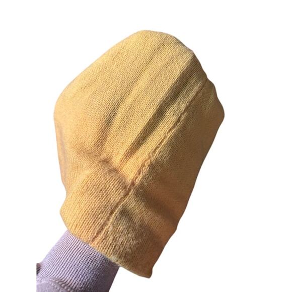 Vintage 80s School Garland Eagles Beanie Winter Hat Ski Snow Yellow Blue Pom Pom - Picture 5 of 5